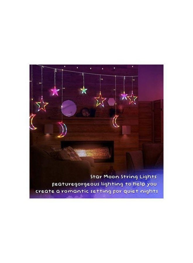 غير جو بيتك مع ستارة إضاءة LED بتصميم الهلال والنجمة – إضاءة جلاكسي متعددة الألوان لزينة رمضان وأجواء احتفالية مبهجة للمنزل والديكور - Image 5